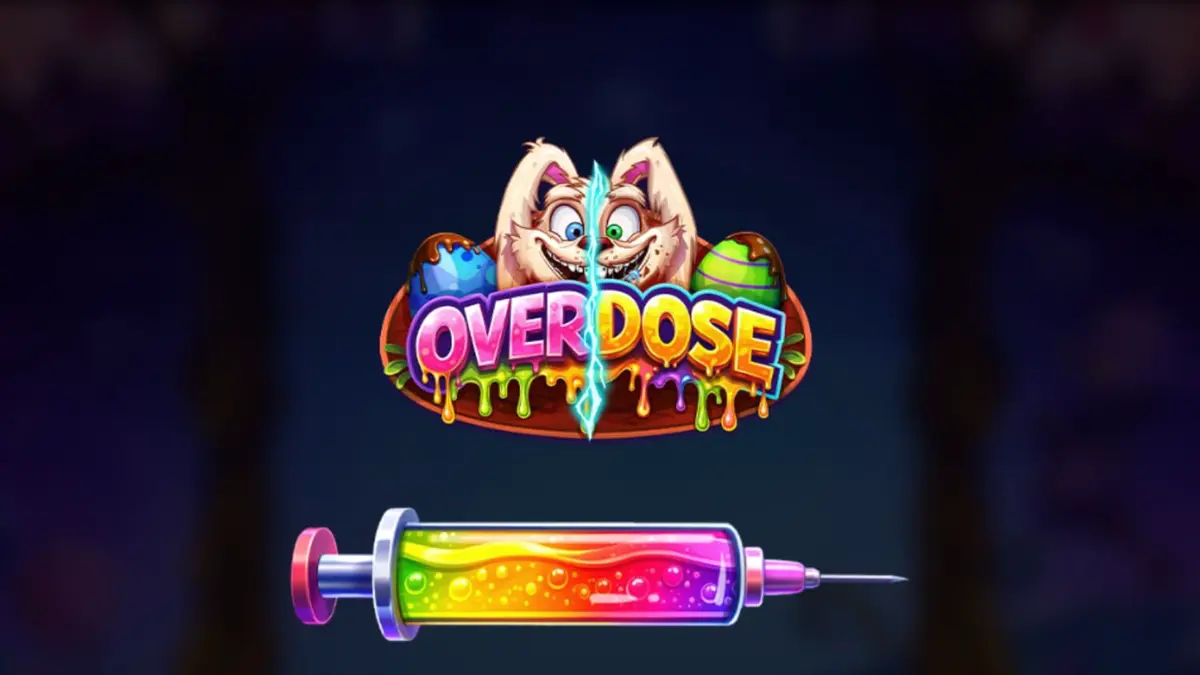 Interface do slot Overdose com elementos temáticos de Páscoa sombria e doces